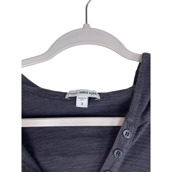 Standard James Perse Womens Charcoal Gray Waffle Knit Hoodie Top Size 3 - Picture 3 of 10